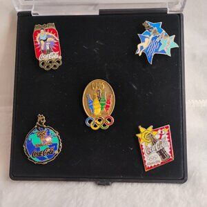 Coca-Cola 1996 Atlanta Olympics Lapel Pin Brooch LOT Set of 5 Vintage Coke